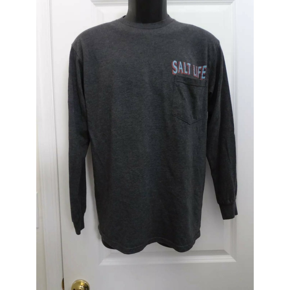 Salt Life  Mens Black‎ Cotton Long Sleeve Regular printed T -shirt  Medium
